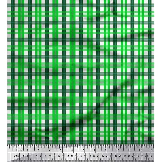 Soimoi Poly Georgette Fabric Gingham Check Printed Craft Fabric by the Yard 42 Inch Wide