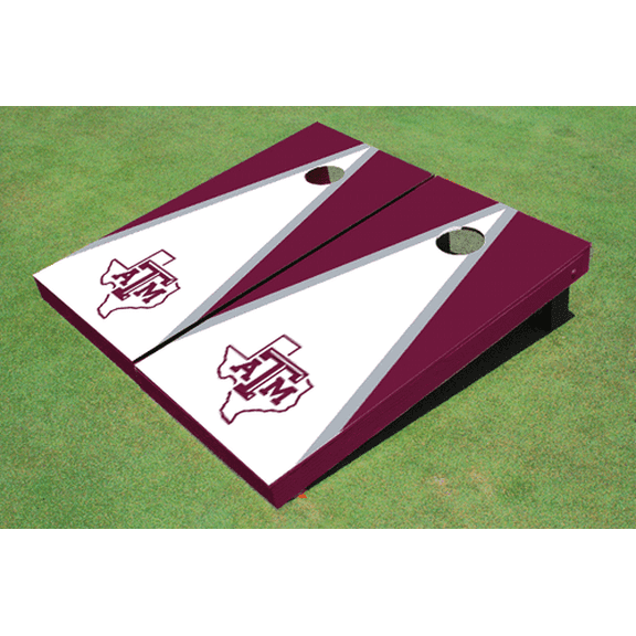 Texas A&M "State Outline" White and Maroon Matching Triangle Cornhole Boards