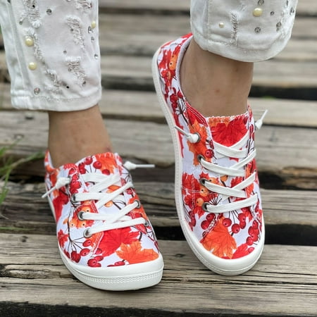 

Yedhsi Halloween Women s Flat Bottomed Low-cut Canvas Shoes One-foot Lazy Version Student Casual Flat Shoes Flats Shoes