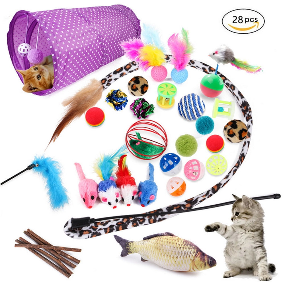 cat toy mouse on stick