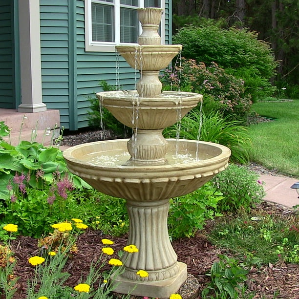 Sunnydaze Classic Designer Outdoor Water Fountain 3 Tier Waterfall Fountain Backyard Water Feature For Patio Yard Garden 55 Inch Tall Walmart Com