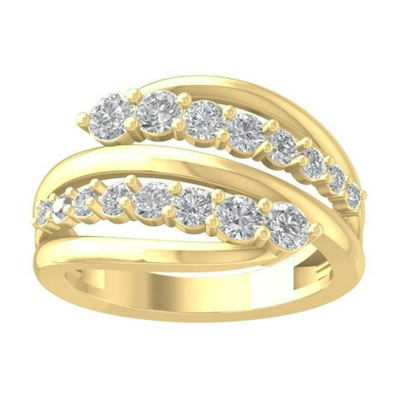 ARAIYA FINE JEWELRY 10K Yellow Gold Lab-Grown Diamond Anniversary Ring (1 cttw Round-shape Lab-Grown Diamonds (D-F Color, VS Clarity) Size 7.5