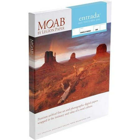 Moab Entrada Rag Textured 300 Matte Surface Single-Sided Inkjet Print Paper, 22.5mil, 300gsm, 5x7