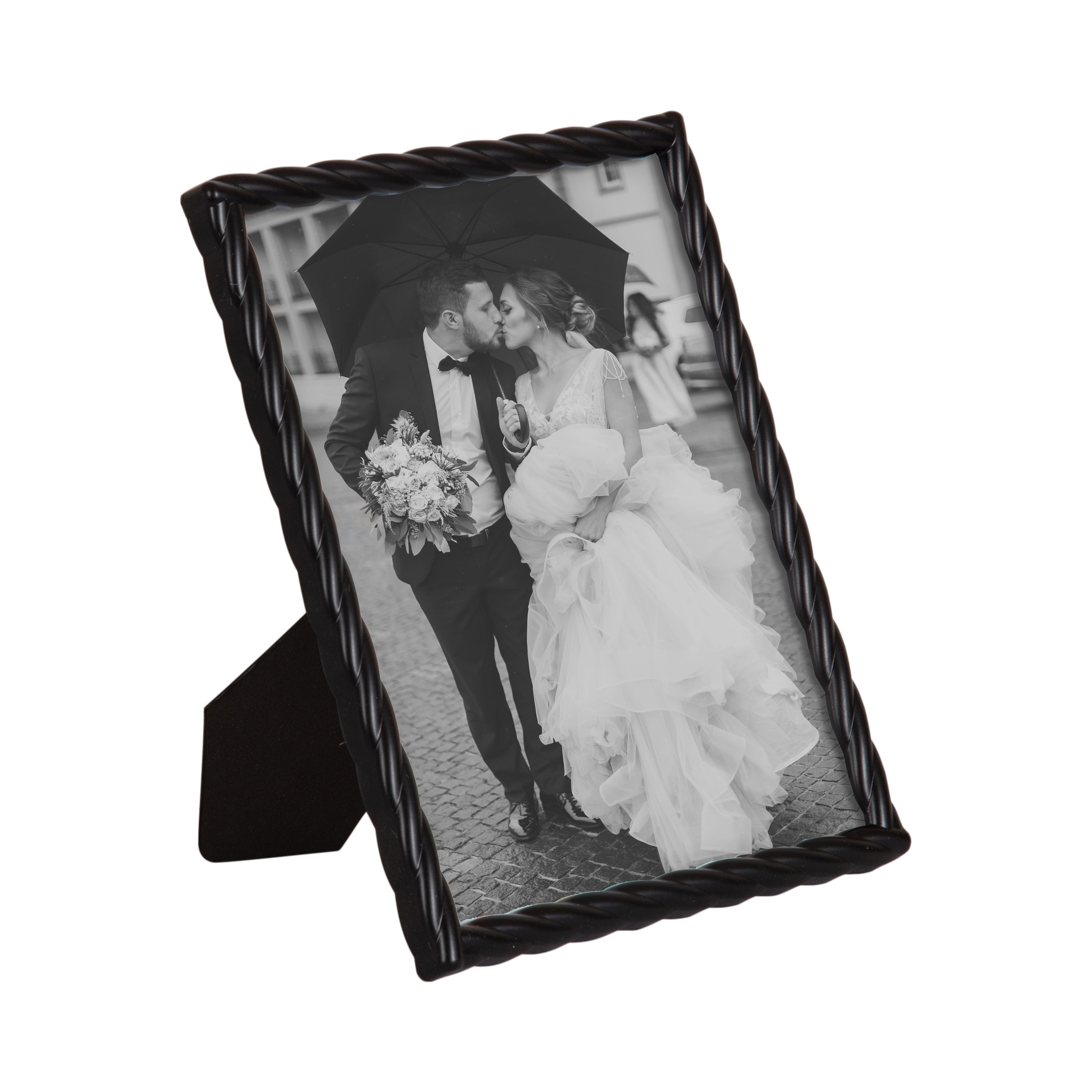 Cadre à photos noir tressé Saltana de 20,3 cm x 25,4 cm pour table SALTANA 8X10 BLK - FRENCH