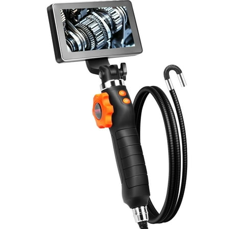 Borescope Endoscope with Two-Way 180° Articulation, 5" IPS Display, 8X Zoom, 6.4mm Lens
