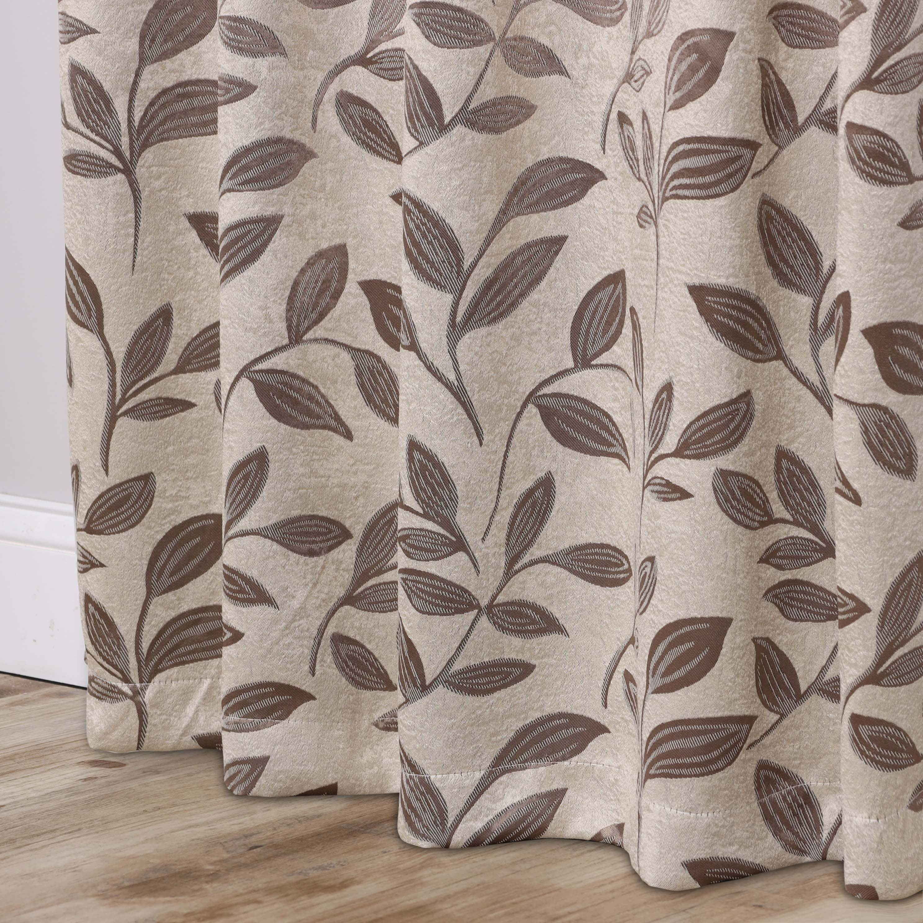 Superior Blackout Leaves Curtains Set of 2, Light Filtering Grommet Curtain Panel Set, Espresso, 46"W x 63"L