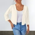 thumbnail image 2 of Breezora Women's Short Blazer Cardigan Top Trendy Spring Summer Lightweight Office Casual Chic Wear L Size White, 2 of 9