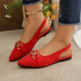 thumbnail image 5 of Red Female Pointed Toe Flat Sandals Featuring A Slip On Design And Breathable Material, 5 of 9