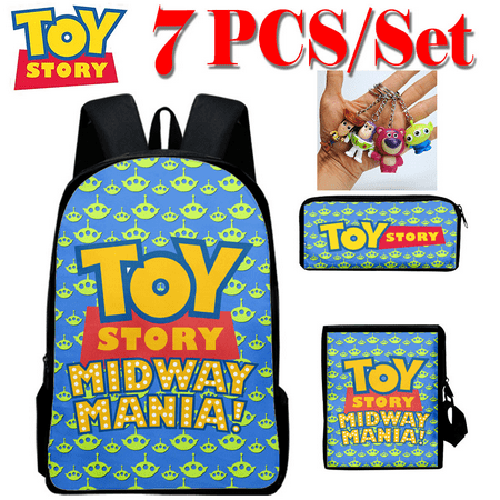 

Toy Story Lotso Woody Buzz Lightyear Bag Pendant Lightweight Backpack 3D Print Shoolbag+ Keychain For Kids Adult