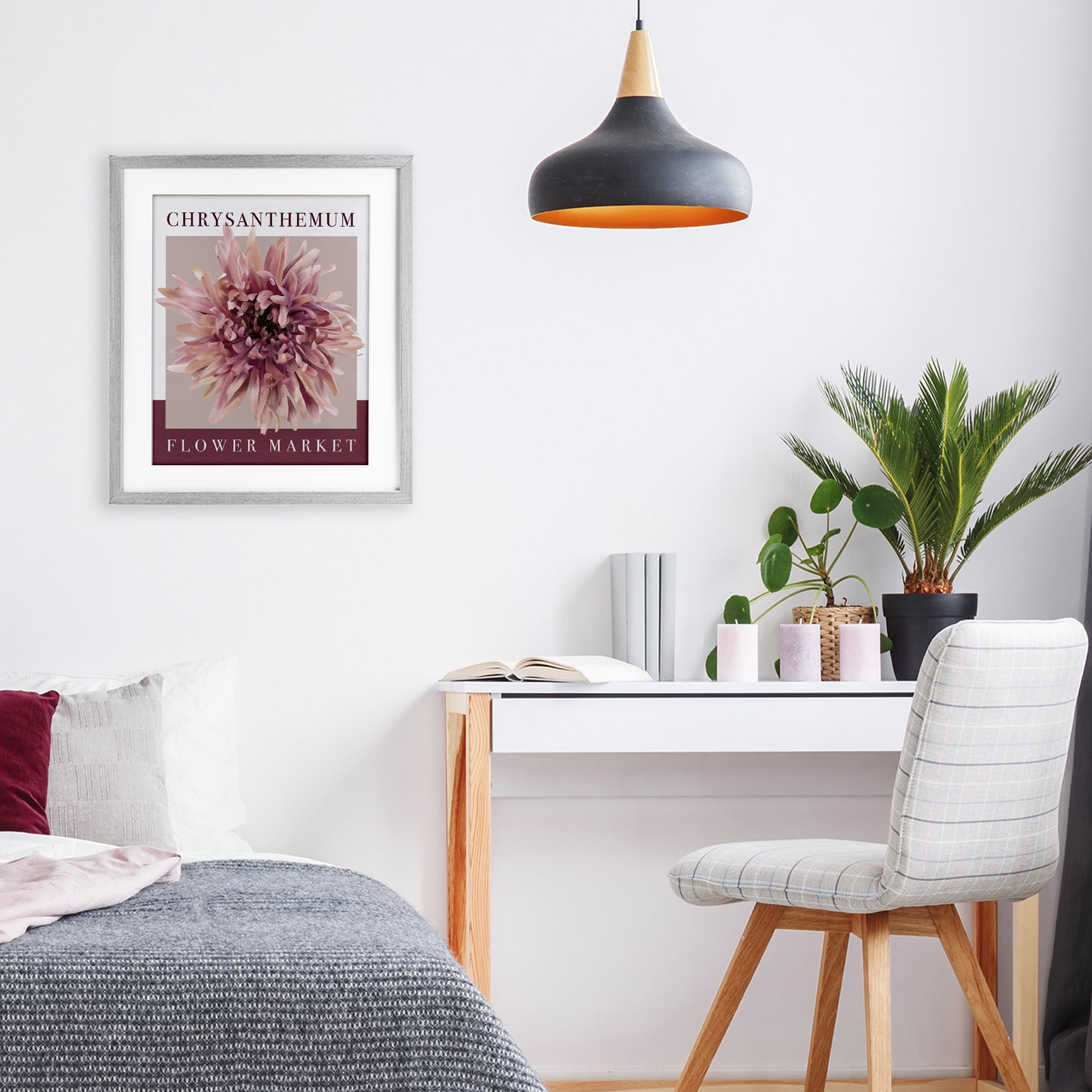 Stupell Industries Chrysanthemum Flower Market Gray Framed Print Under Glass, design by Jennifer Stith