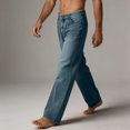 thumbnail image 6 of JUSLIO Mens Jeans,Vintage Washed Wide Leg Loose Straight Casual Denim Jeans,Dark Blue M, 6 of 8