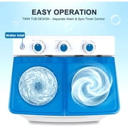 Portable Washing Machine, 14lbs Twin Tub Washer Mini Compact Laundry Machine with Drain Pump,Compact Washer for Home Dorm, Apartment,Farms,Blue