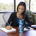 thumbnail image 4 of 20oz Blue Geometric Pattern Skinny Tumblers Stainless Steel Tumbler with Lid and Straw,Vacuum Insulated Double Wall Travel Tumbler Cups with Cleaning Brush for Coffee,Tea, 4 of 6