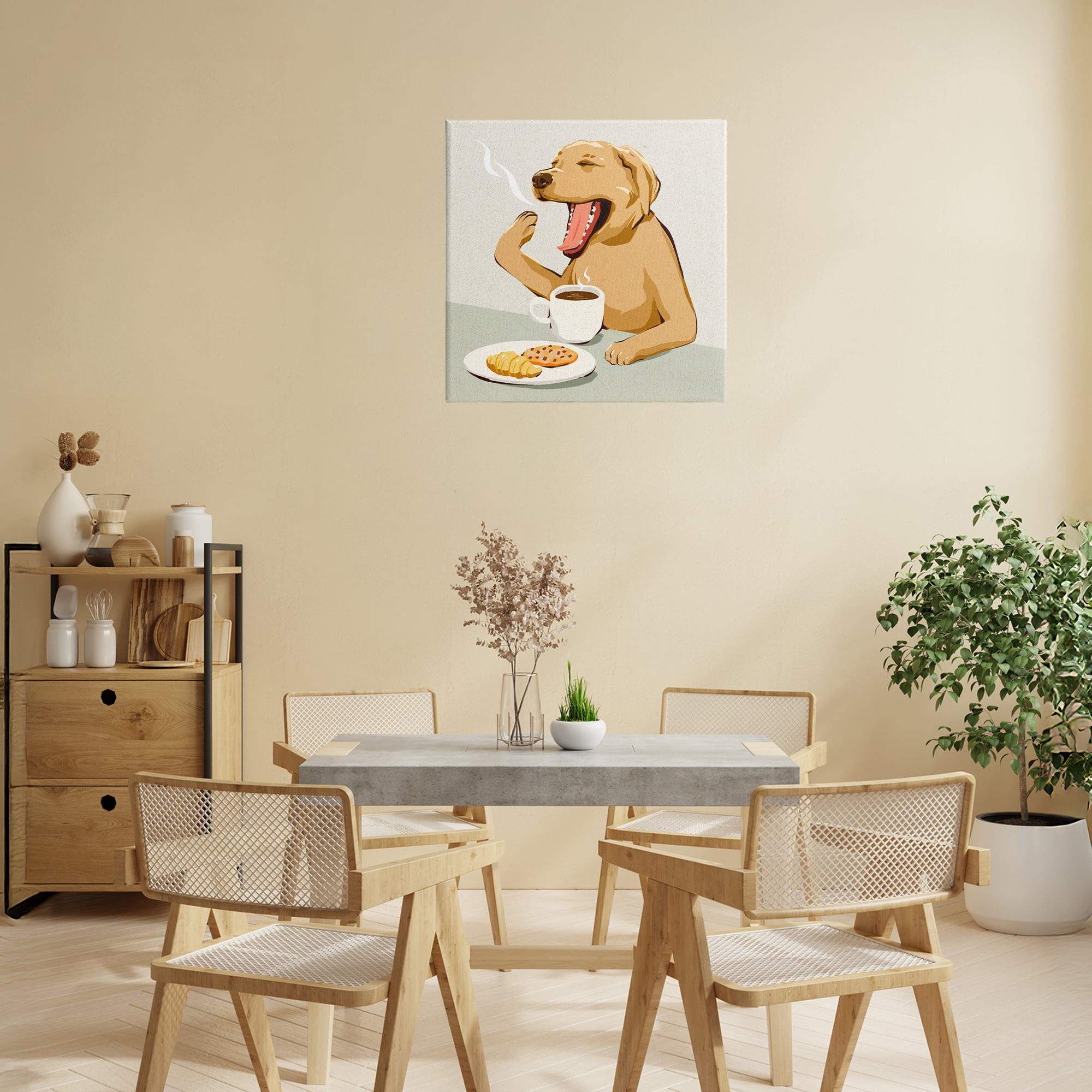 Stupell Industries Yawning Dog Morning Coffee Canvas Wall Art, design by Ziwei Li