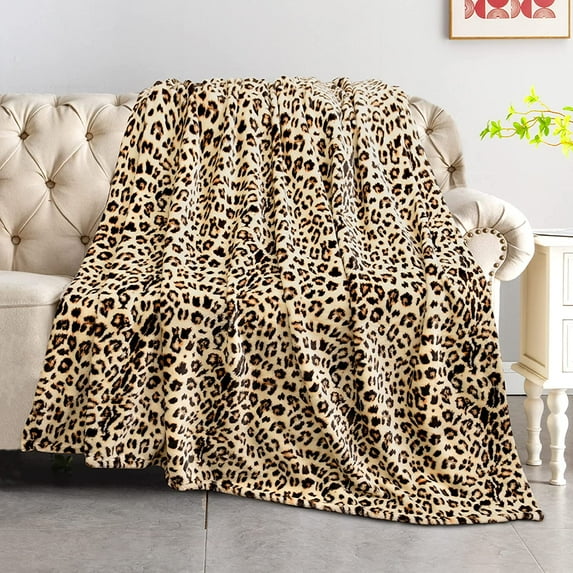 Leopard Blanket, Cheetah Print Blanket Fuzzy Plush Fleece Throws and Blankets with Leopard Print for Sofa, Couch, Bed (60*80 Inches)