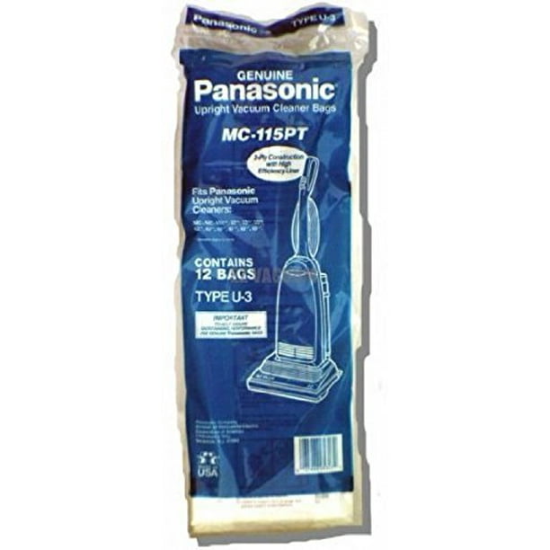 GENUINE PANASONIC UPRIGHT VACUUM CLEANER BAGS MC115PT TYPE U3 (12