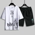 thumbnail image 5 of Conjuntos de pantalones para correr, chándal estampado, ropa para hombre, camiseta blanca, camiseta con alfabeto para hombre, trajes deportivos de algodón, manga corta, baratos, 5 of 5