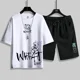 thumbnail image 5 of Conjuntos de pantalones para correr, chándal estampado, ropa para hombre, camiseta blanca, camiseta con alfabeto para hombre, trajes deportivos de algodón, manga corta, baratos, 5 of 5