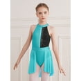 thumbnail image 5 of YONGHS Kids Girls Sleeveless Ballet Latin Irregular Hem Lyrical Leotard Tulle Dress Green&Black 8, 5 of 6
