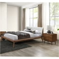 thumbnail image 2 of JERFIT Mid-Century Modern King Bedroom Set with Upholstered Winged Headboard & Nightstands in Walnut, 2 of 10