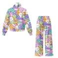 thumbnail image 5 of Xoenoiee Rabbit Bunny Egg Print Women's 2 Piece Lounge Outfits Long Sleeve Hooded Sweatsuits Set Wide Leg Jogging Pants Travel Track Suit Plus Size, S, 5 of 7