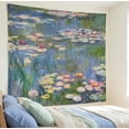 thumbnail image 4 of Monet Waterlily Wall Tapestry, Green Floral Plant Art Poster for Bedroom Girls Boys, Small Nature Flower Pond Wall Hanging, Watercolor Tapestries for Living Room Dorm Decor, 4 of 7