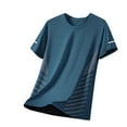 thumbnail image 2 of BXINGOHAI Men's Athletic Shirts Big and Tall Workout Running Short Sleeve T-Shirt Quick Dry Lightweight Gym Tee Tops Clearance Sale Dark Blue,4XL, 2 of 6