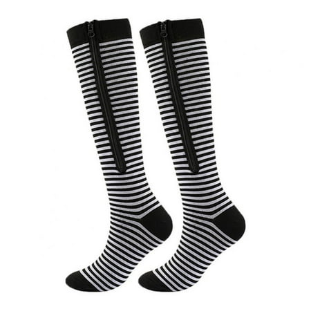 

Baywell Zipper Compression Socks Men & Women - 1 Pair Of Closed Toe Compression Socks Knee High Gray M-2XL