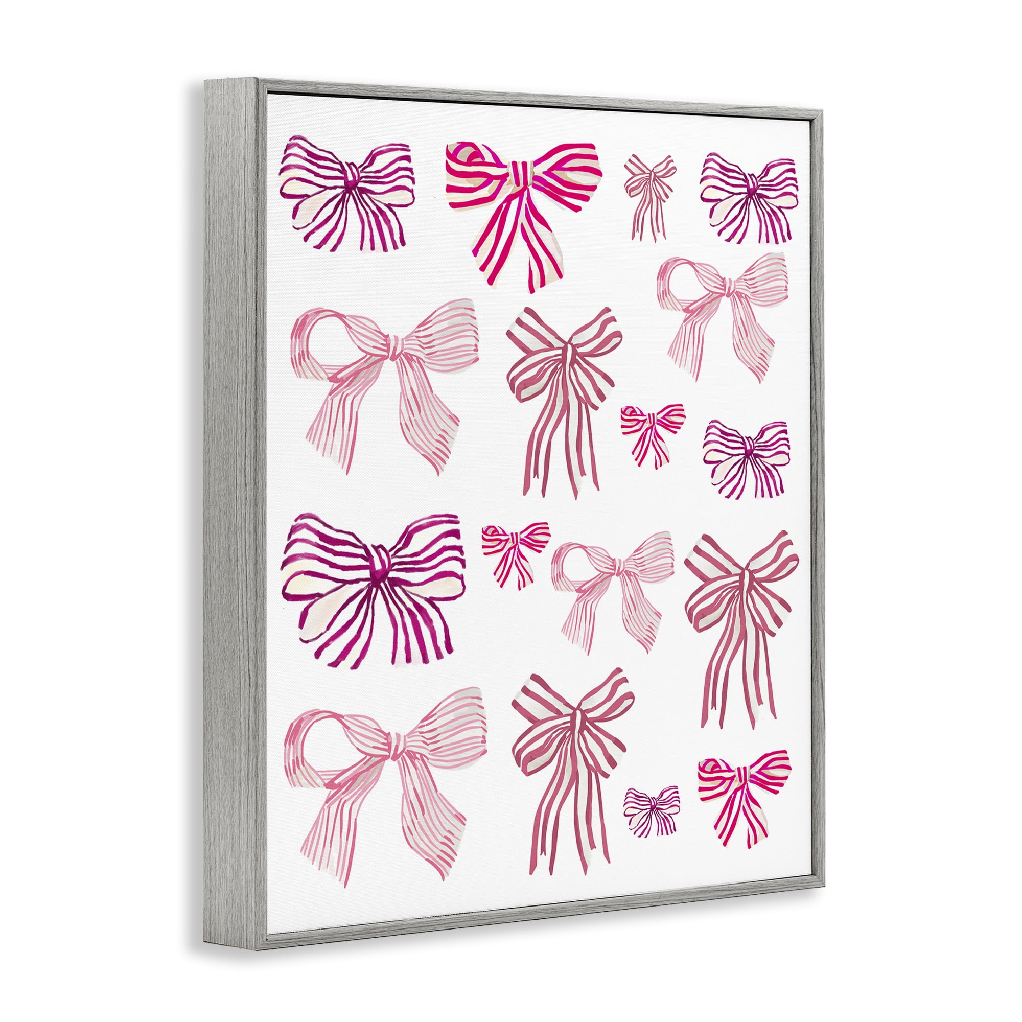 Stupell Industries Varied Pink Bows Beauty & Fashion Painting Gray Framed Art Print Wall Art, 24 x 30