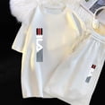 thumbnail image 3 of Conjunto de dos piezas de camiseta y pantalones cortos de manga corta con estampado de lujo de marca para hombre, traje informal para correr con estampado de gofres, ropa de entrenamiento de verano M-, 3 of 5