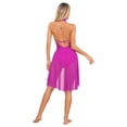 thumbnail image 2 of Venjoe Women's Lyrical Dance Dress Cross Front Ruched Modern Contenporary Dance Skirted Leotard Hot Pink S, 2 of 7