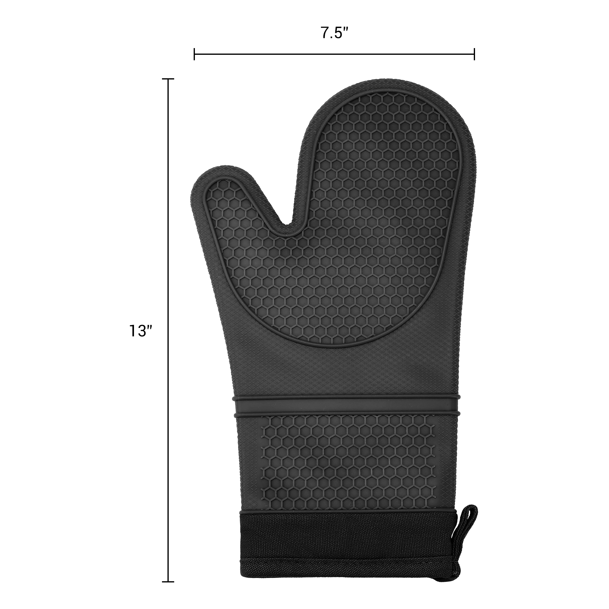 Unique Bargains Heat Resistant Soft Silicone Oven Mitts Set of 2 Black 13x7.5 Inch