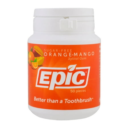 Epic Dental Sugar-Free Xylitol Gum with Orange-Mango, 50