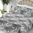thumbnail image 3 of Ambesonne Romantic Flowers Fitted & Flat Sheet with Sham 3 Pcs Set, Melancholic Floral, Twin XL, Charcoal Grey Off White, 3 of 5