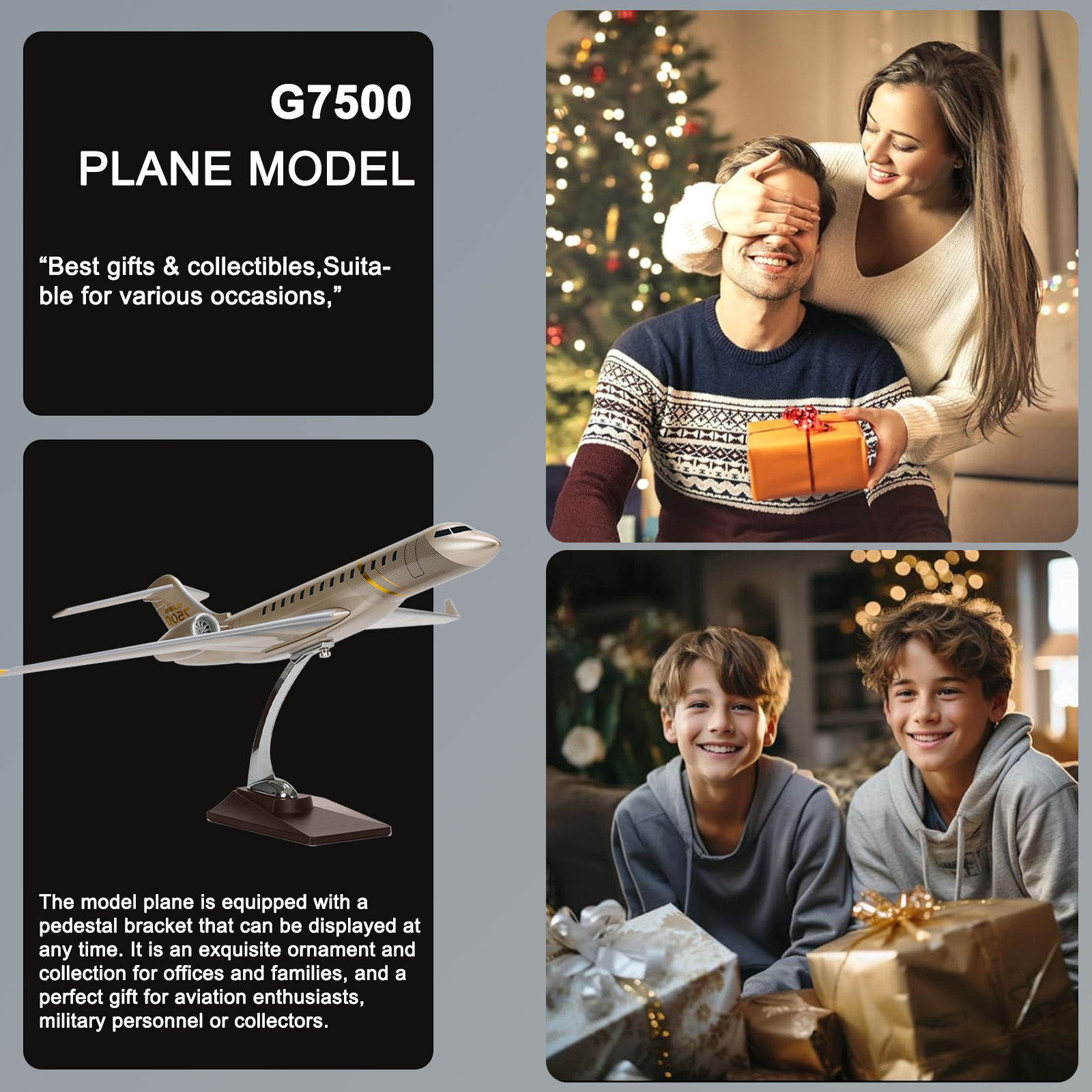 19.7” Aircraft Model Jet, 1:72-Scale Model Airplane for Bombardier Global 7500 Business Jet for Collection Or Office Ornaments Gift