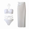 thumbnail image 3 of Sakmal 3 Piece Bikini Swimsuits for Women Tummy Control Double Support Swimwear Solid White Beach Bathing Suits for Women XL, 3 of 4