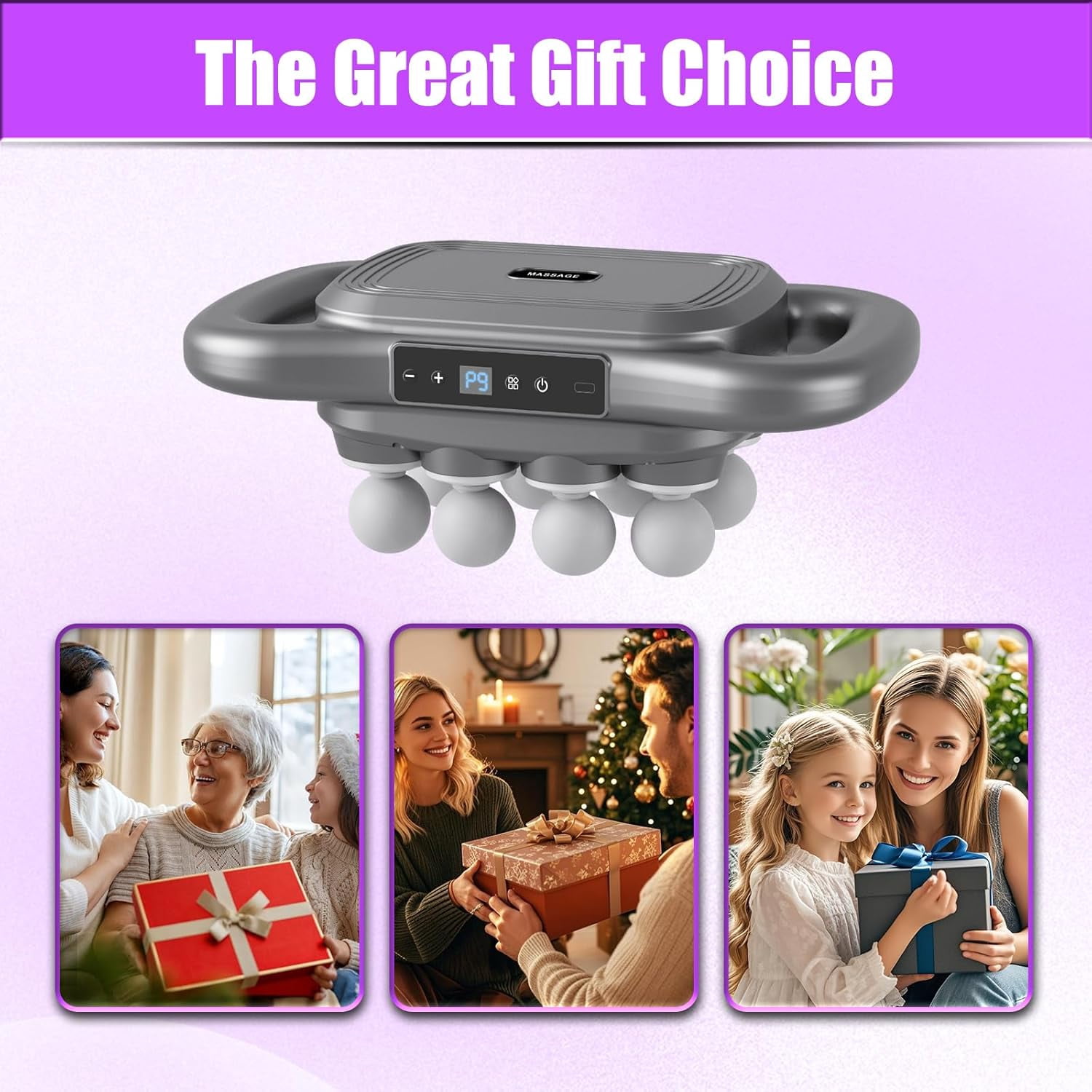 Deep Tissue Massage Gun with 16 Heads & 9 Modes for Full Body Muscle Recovery