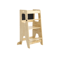 thumbnail image 1 of Wooden Kids Kitchen Step Stool with Blackboard & Safety Rails | Adjustable Montessori Learning Helper for Toddlers | Perfect for Bathroom & Kitchen Use, Natural, 1 of 8