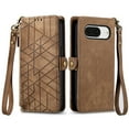 thumbnail image 2 of Nalacover Case for Google Pixel 8, with RFID Blocking Card Slot Holder, Magnetic Flip Folio Purse Case, PU Leather Zipper Handbag with Detachable Lanyard Strap for Google Pixel 8, Brown, 2 of 12