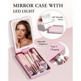 thumbnail image 4 of Makeup Brushes with Case, 20 count Travel Makeup Brush Set, Foundation Concealer Blush Eyeshadow Brush Set Contour  Eyebrow Eyelash Brush Kit with Led Light Mirror Holder & 2  Puff-, 4 of 6