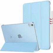 Klf iPad Air 5/4. nesil 2020 iPad 10,9 in 2020 tablet, [2. nesil iPencil arj destei] PU deri anta yar saydam arka taraf koruyucu klf otomatik uyku/uyanma, gk mavisi