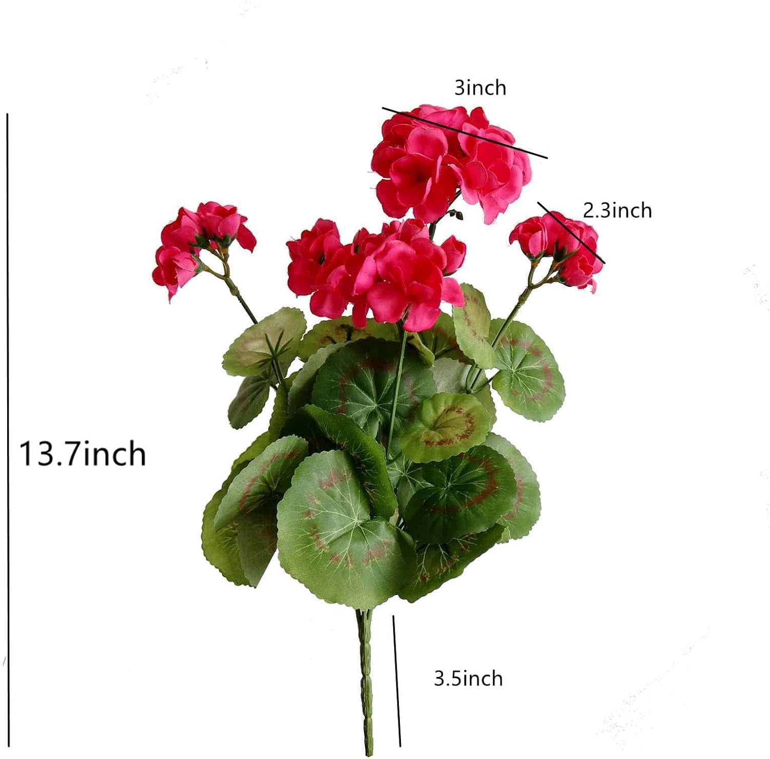 Artificial Flowers Geranium Bush Begonia Silk Flowers for Outdoor Indoor Artificial Plant Flowers for Patio Lawn Garden Decor (4PCS Red)