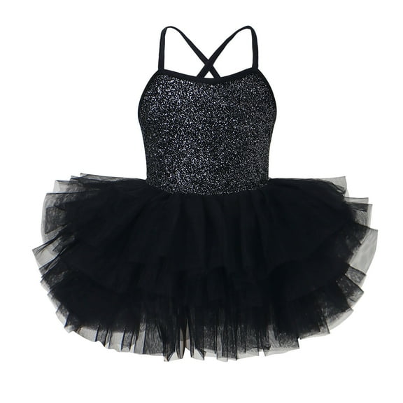 XEGLSBU Dresses for Girls 8-10 Years Elegant Girls Dance Dress Sleeveless Tutu Ballet Performance for Recitals and Parties Black Size 6-7 Years