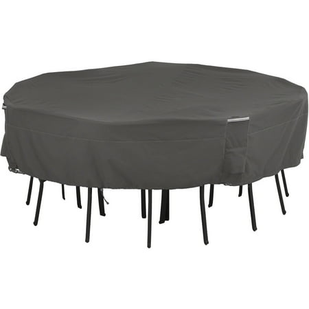 Table And Chairs Cover Classic Accessories Ravenna Square Table and Chair Patio Furniture Storage Cover, Large, Dark Taupe ()