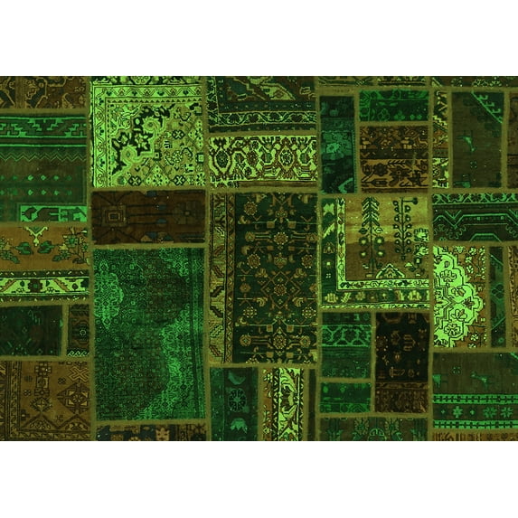 Ahgly Company Indoor Rectangle Oriental Green Modern Area Rugs, 4' x 6'