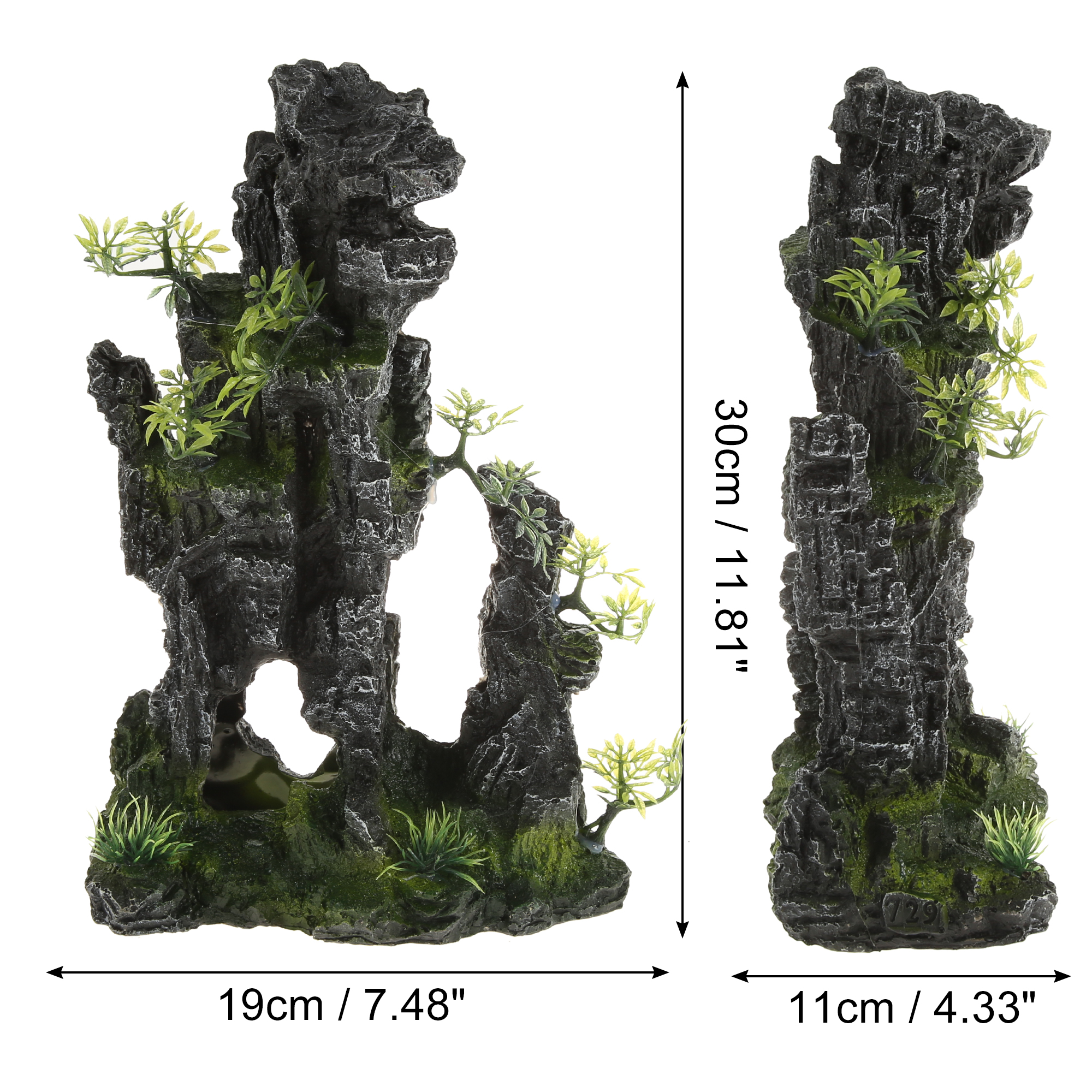 Unique Bargains Aquarium Landscape Mountain Decoration Artificial Aquatic Terrariums Stone Gray Green 11.81" Height
