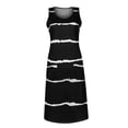 thumbnail image 3 of Innerwin Tunique Robe Midi Rayée Imprimée Robes Débardeurs pour Femmes Col Rond Ample Robe d'Été Noire TTG, 3 of 7
