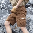 thumbnail image 2 of Men's 100% Cotton Cargo Shorts Workwear Multi Pocket Shorts Elastic Belt Relaxed Fit Casual Summer Hiking Shorts Big and Tall Size XS-3XL Coffee, 2 of 7