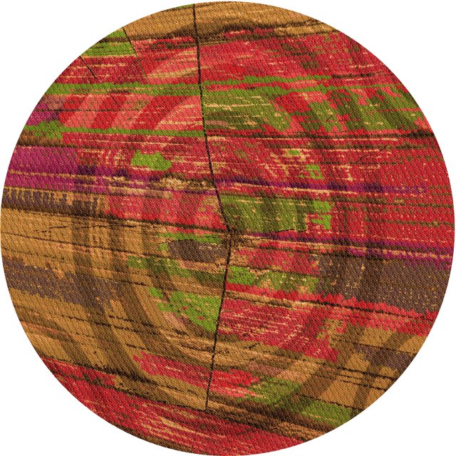 Ahgly Tapis Rond Lavable en Machine Intérieur Transitionnel Rouge, 5 Pieds Rond
