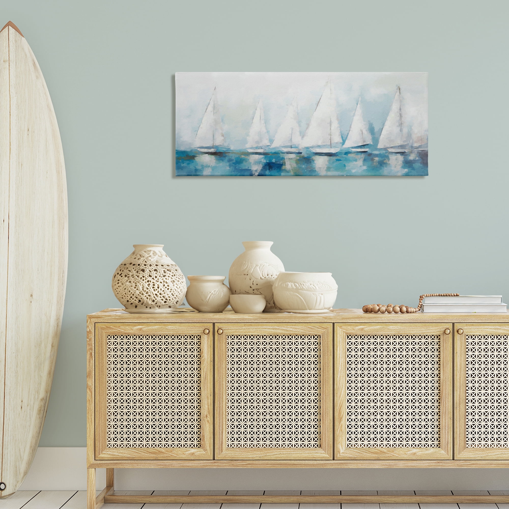Stupell Industries Nautical Sailing Fleet Transportation Painting Wrapped Canvas Art Print Wall Art, 48 x 20